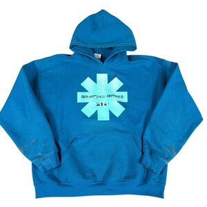 Red Hot Chili Peppers The Getaway Asterisk Logo Blue Distressed Hoodie Large